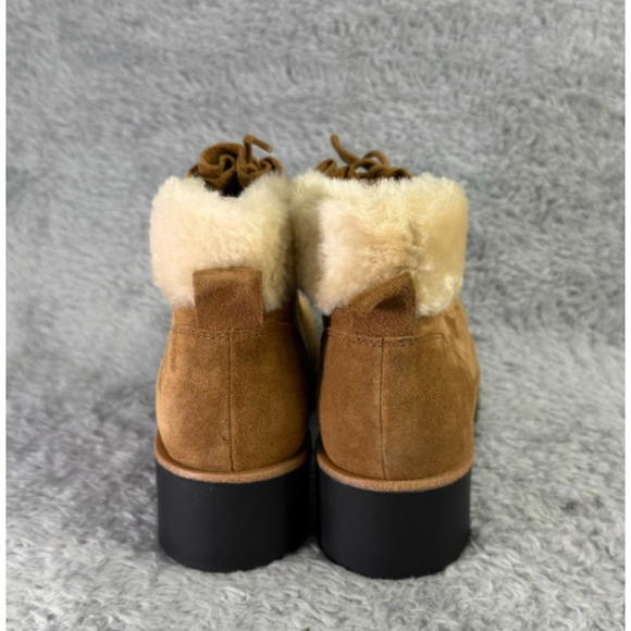 Eileen Fisher Kenille Sport Suede Boots Lace Up Fleece Syrup Brown Women's 7.5 - Picture 4 of 10